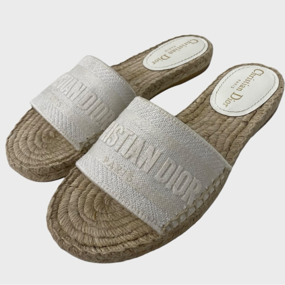 Christian Dior NEW Unworn Cream Granville Espadrille Sandals Size 35